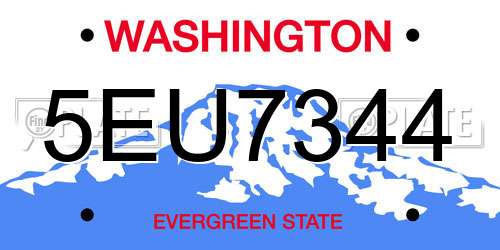 5EU7344 Washington License Plate