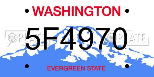 5F4970 Washington License Plate