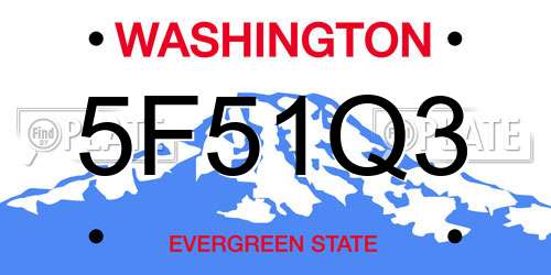 5F51Q3 Washington License Plate