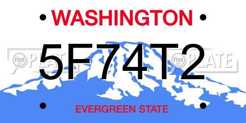 5F74T2 Washington License Plate