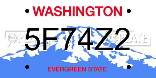 5F74Z2 Washington License Plate