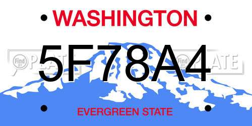 5F78A4 Washington License Plate