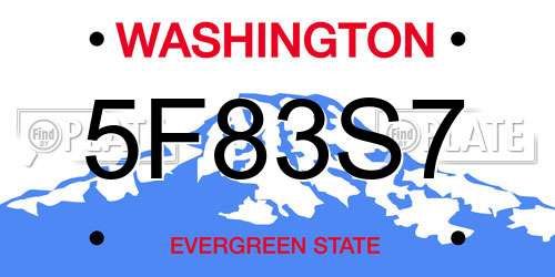 5F83S7 Washington License Plate