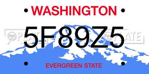 5F89Z5 Washington License Plate