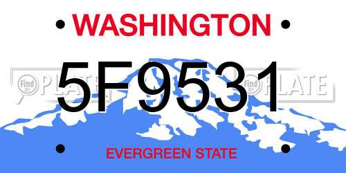 5F9531 Washington License Plate
