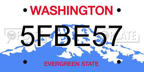 5FBE57 Washington License Plate