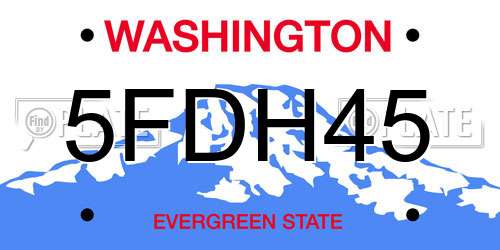 5FDH45 Washington License Plate
