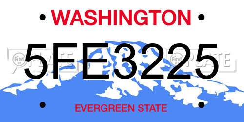 5FE3225 Washington License Plate