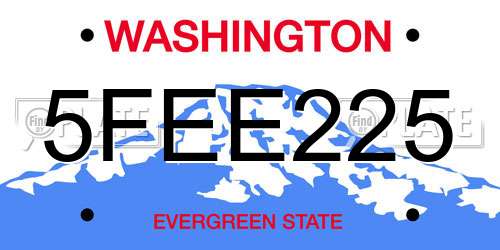 5FEE225 Washington License Plate