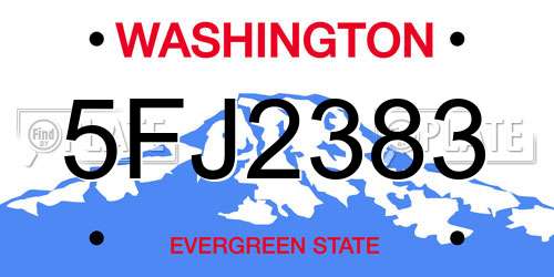 5FJ2383 Washington License Plate