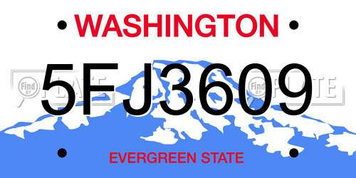 5FJ3609 Washington License Plate