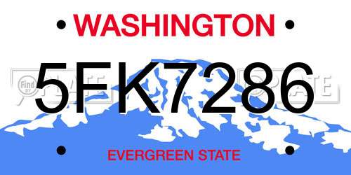 5FK7286 Washington License Plate