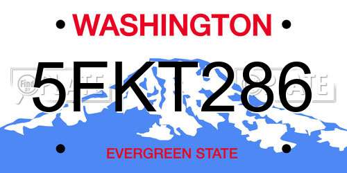 5FKT286 Washington License Plate