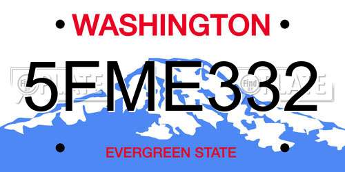5FME332 Washington License Plate