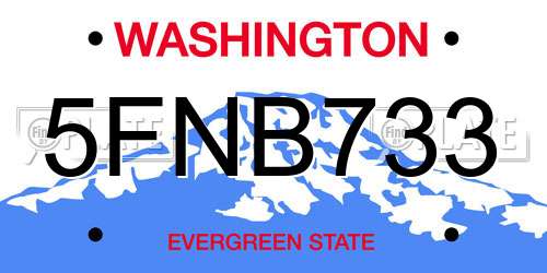 5FNB733 Washington License Plate