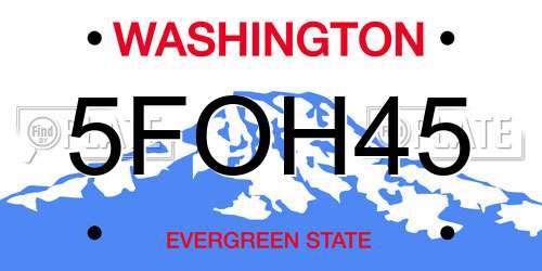 5FOH45 Washington License Plate