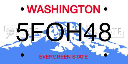 5FOH48 Washington License Plate