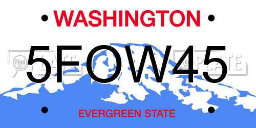 5FOW45 Washington License Plate