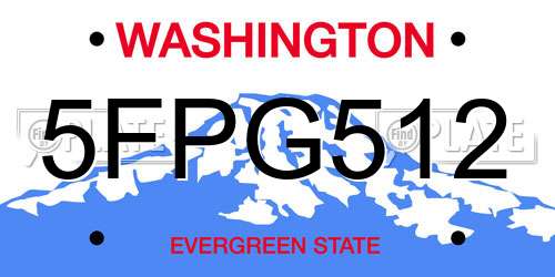 5FPG512 Washington License Plate