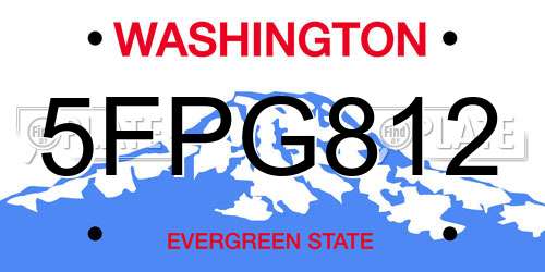 5FPG812 Washington License Plate