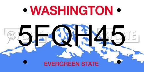 5FQH45 Washington License Plate