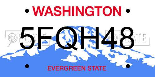 5FQH48 Washington License Plate