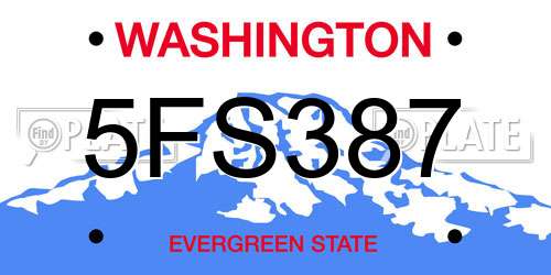 5FS387 Washington License Plate