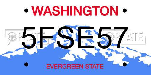 5FSE57 Washington License Plate