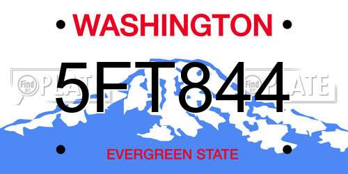 5FT844 Washington License Plate