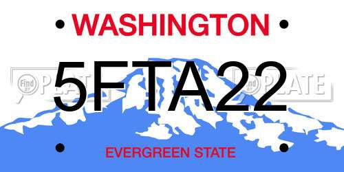 5FTA22 Washington License Plate