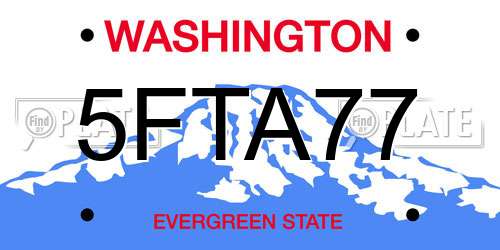 5FTA77 Washington License Plate