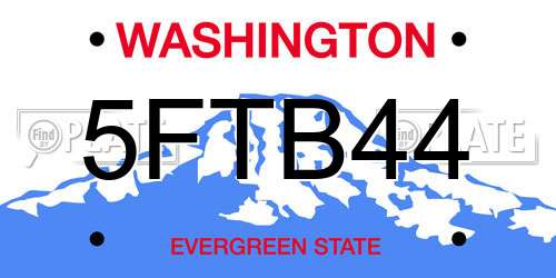 5FTB44 Washington License Plate