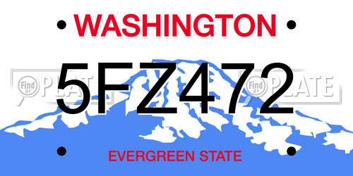 5FZ472 Washington License Plate
