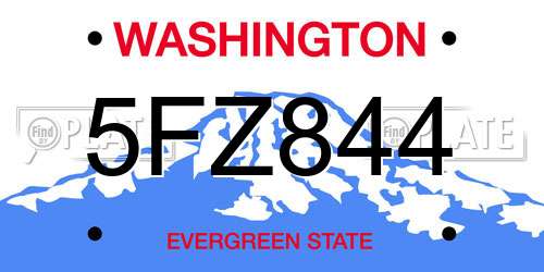 5FZ844 Washington License Plate