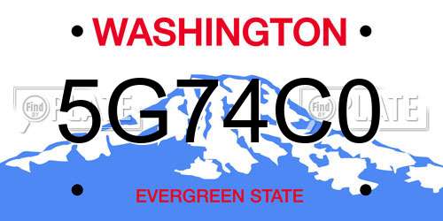 5G74C0 Washington License Plate