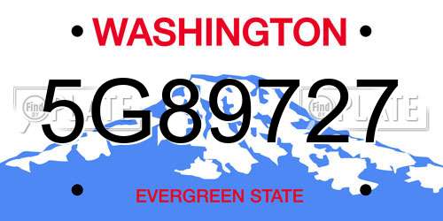 5G89727 Washington License Plate