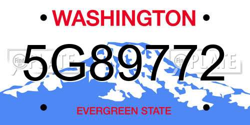 5G89772 Washington License Plate