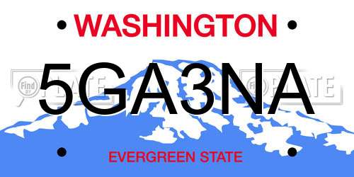 5GA3NA Washington License Plate