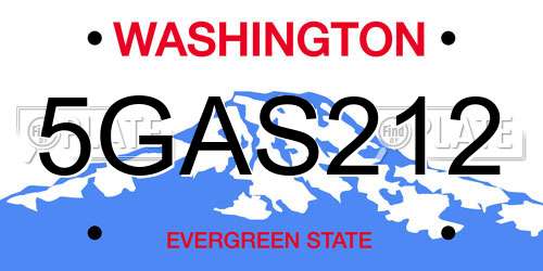 5GAS212 Washington License Plate