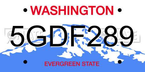5GDF289 Washington License Plate