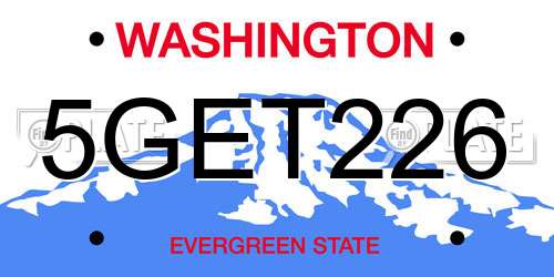 5GET226 Washington License Plate