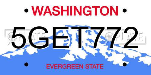 5GET772 Washington License Plate