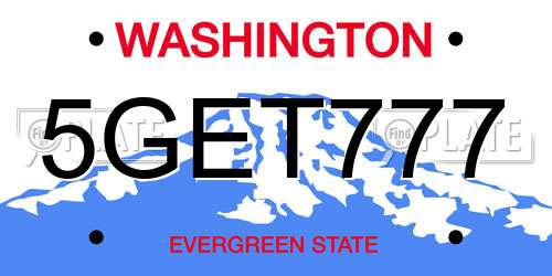 5GET777 Washington License Plate