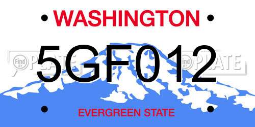 5GF012 Washington License Plate