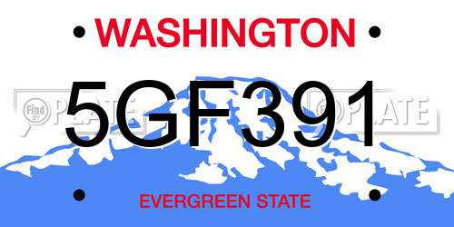 5GF391 Washington License Plate