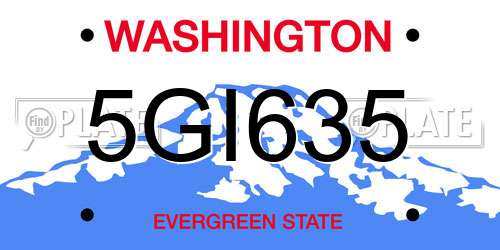 5GI635 Washington License Plate