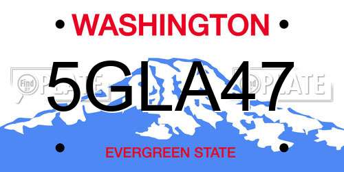 5GLA47 Washington License Plate