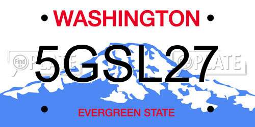 5GSL27 Washington License Plate