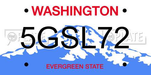 5GSL72 Washington License Plate