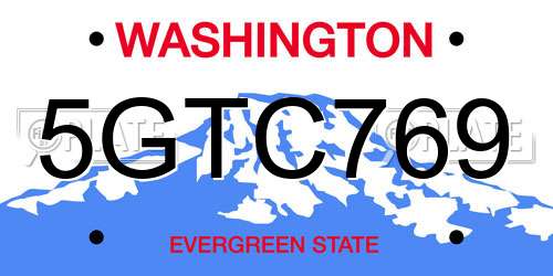 5GTC769 Washington License Plate